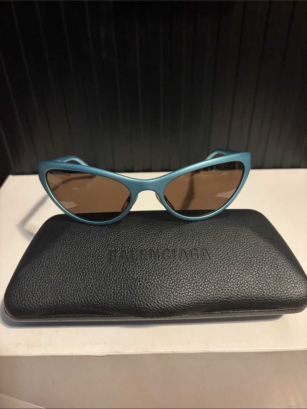 Balenciaga Teal Sunglasses with Brown Lenses (bb0068s)